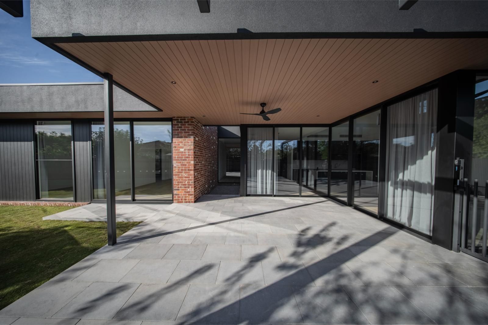 Covered alfresco with timber-lined ceiling
