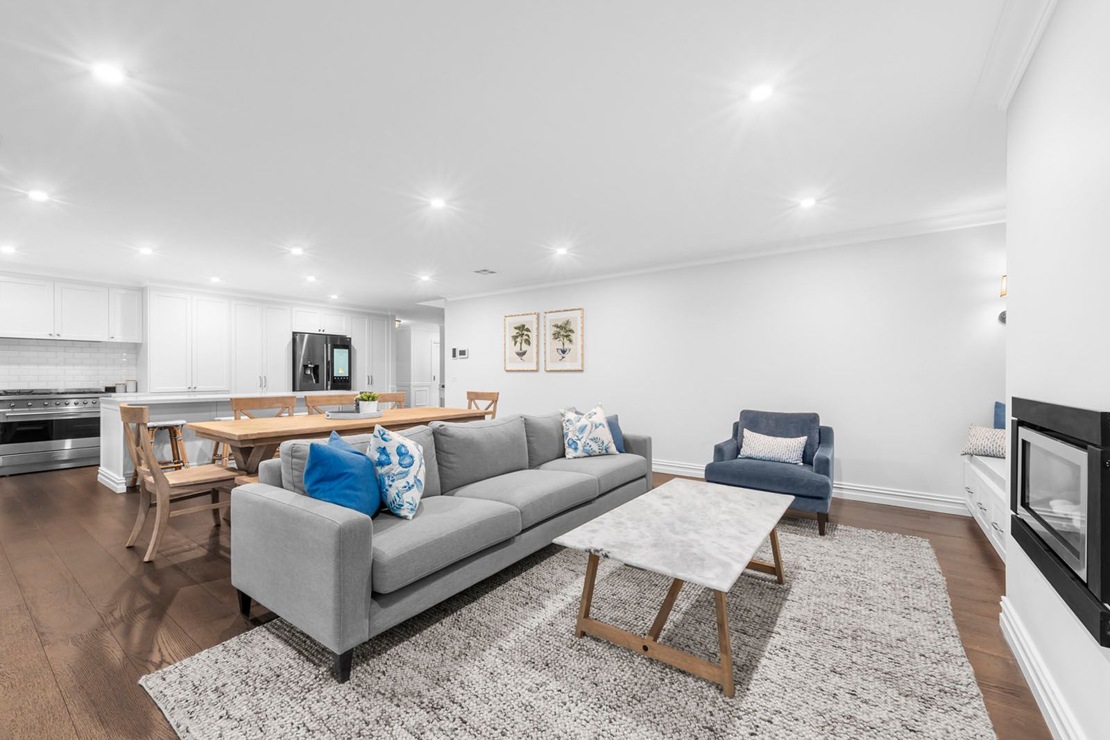 Family living area with timber floors